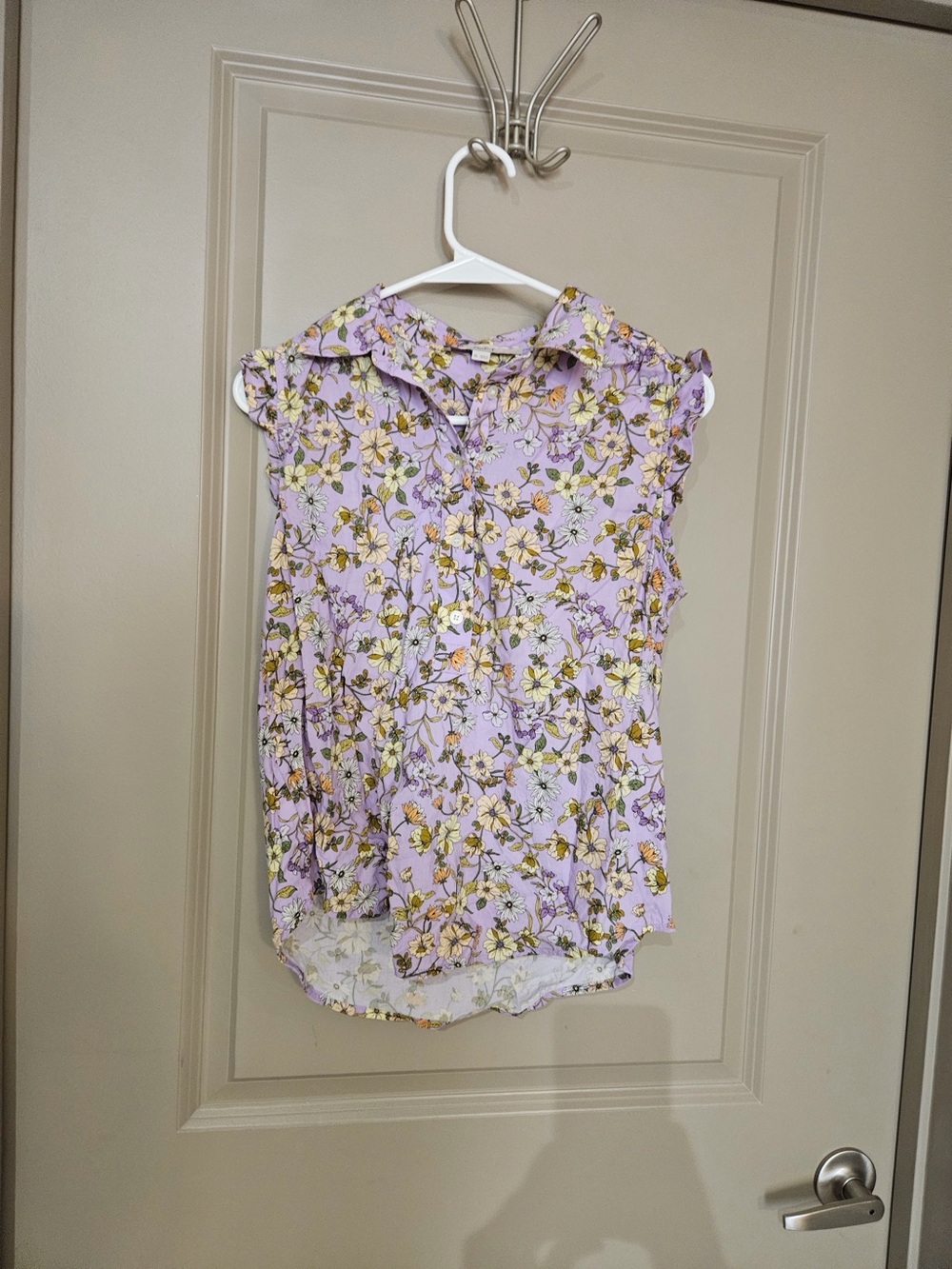 LOFT Lavender Floral Button-Up Top